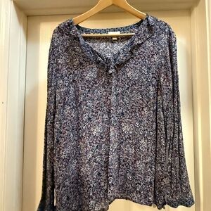J. Jill Navy Floral Blouse